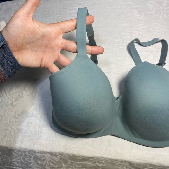 Wacoal 34DD How Perfect Wire Free T-Shirt Bra Soft Cup Wireless Baby Blue Pastel - Picture 8 of 9